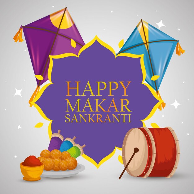 Saludo de Makar Sankranti con cometas
