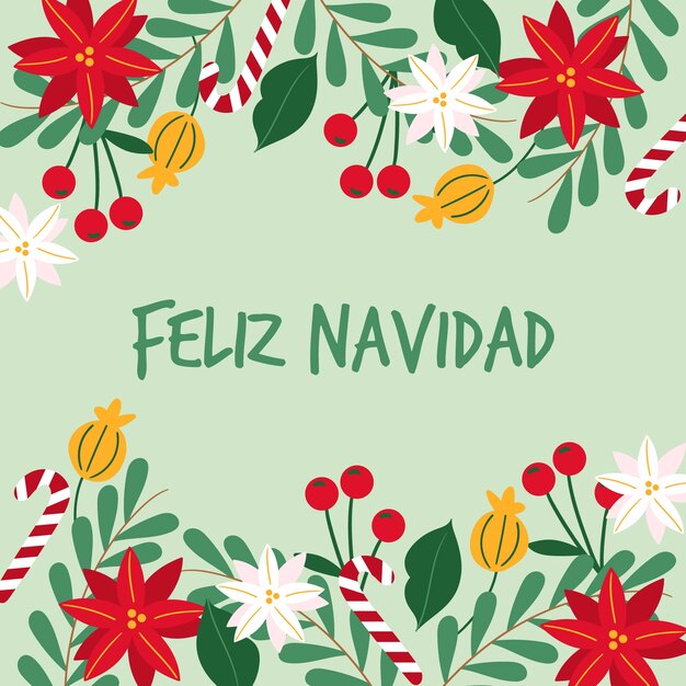 Saludo plano feliz navidad