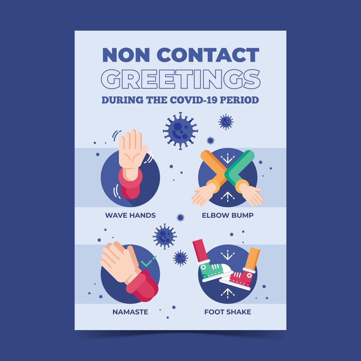 Vector gratuito saludos sin contacto en formato póster