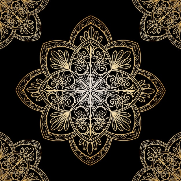 Vector gratuito salvapantallas decorativo mandala dorado