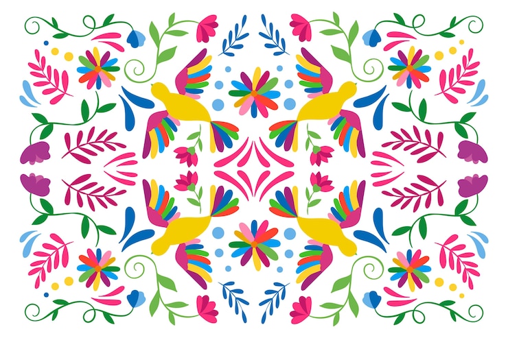 Vector gratuito salvapantallas mexicano colorido con pájaros