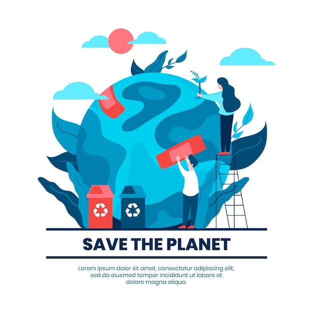 Salvar el concepto del planeta vector gratuito
