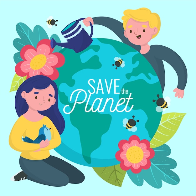 Vector gratuito salvar el concepto del planeta