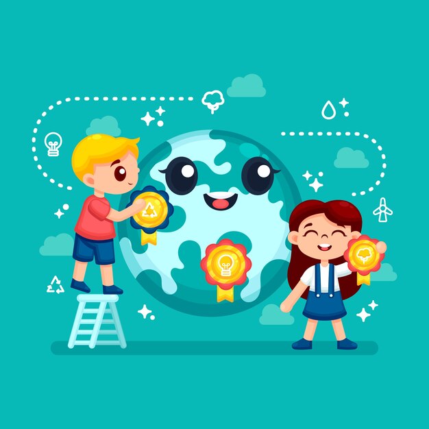 Salve el concepto del planeta ilustrado