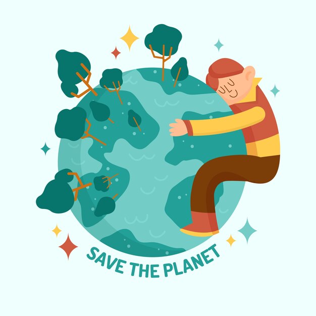 Salve el concepto del planeta ilustrado