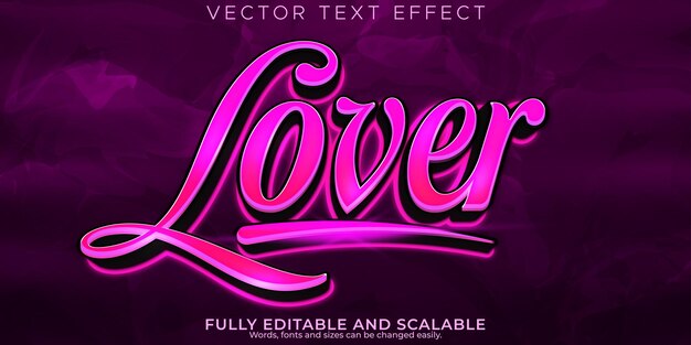 San Valentín amor efecto de texto estilo de texto de corazón editable