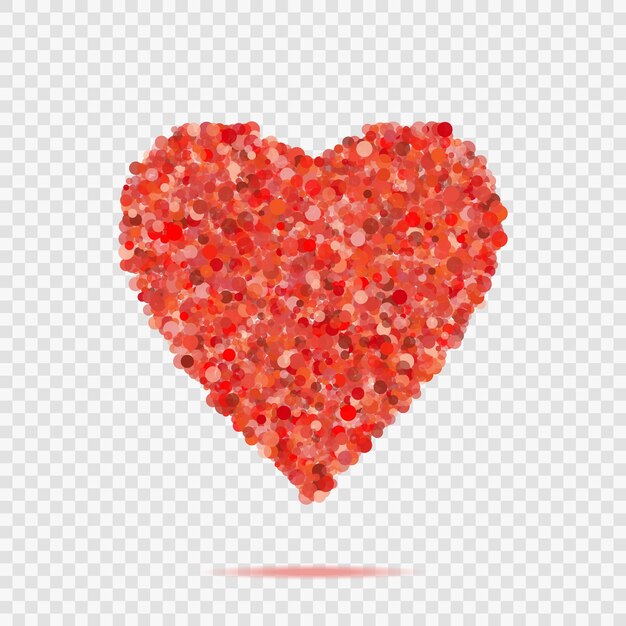 Vector gratuito san valentín en forma de corazón rojo con muchos puntos símbolo de amor de ilustración vectorial