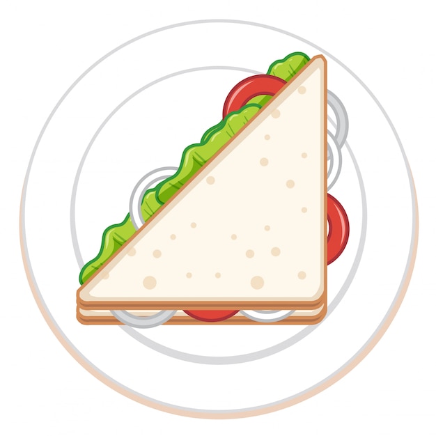 Vector gratuito sandwich aislado en blanco por la mitad