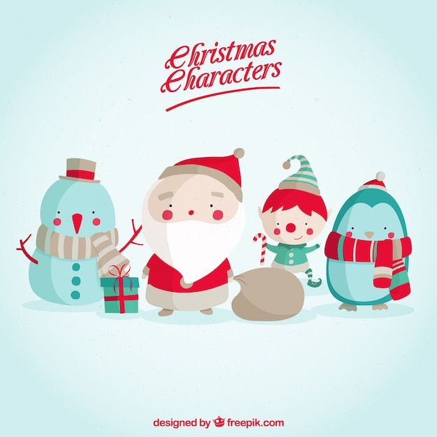 Santa claus con adorables personajes navideños