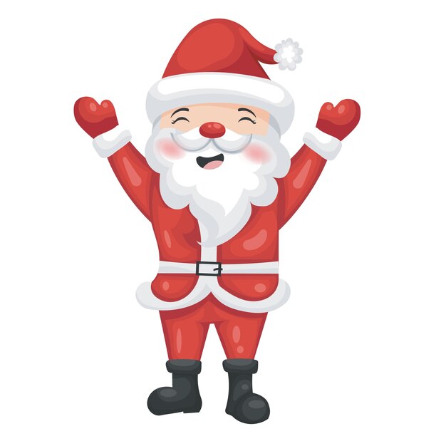Santa Claus alegre con los brazos levantados Ilustración alegre de Navidad