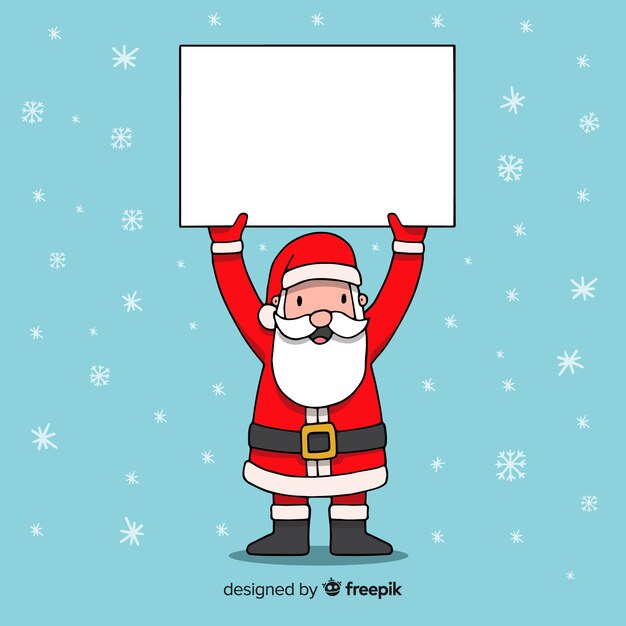 Santa claus dibujo animado sosteniendo cartel vacío