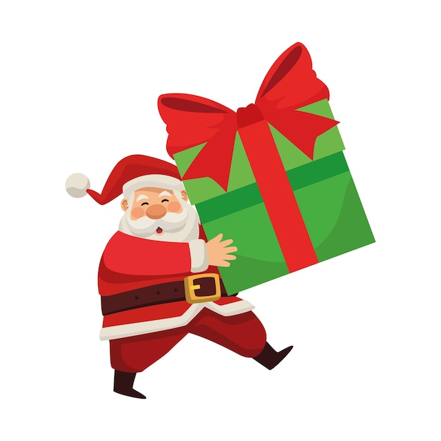 Vector gratuito santa claus con ilustración de regalo aislado