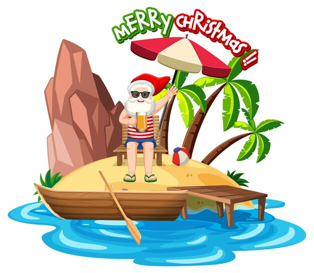Santa Claus en la isla de la playa para Navidad de verano