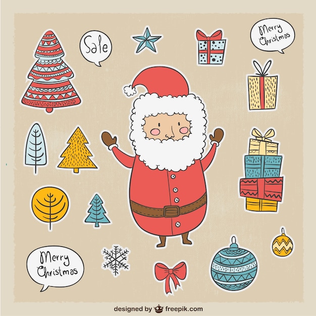 Santa Claus mono y otros elementos navideños