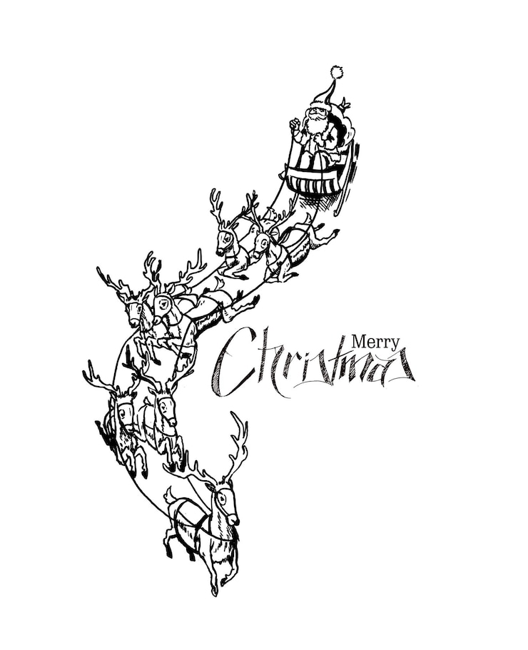 Vector gratuito santa claus paseos en trineo de renos volando diseño vectorial.