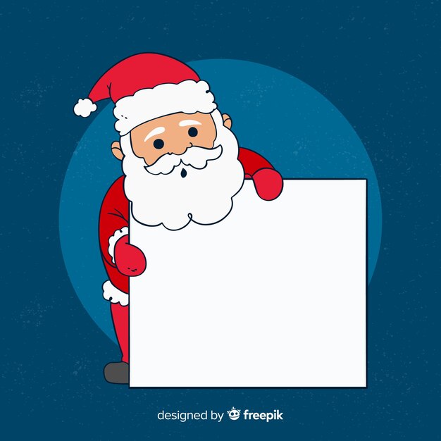 Santa claus sorprendido con cartel vacío
