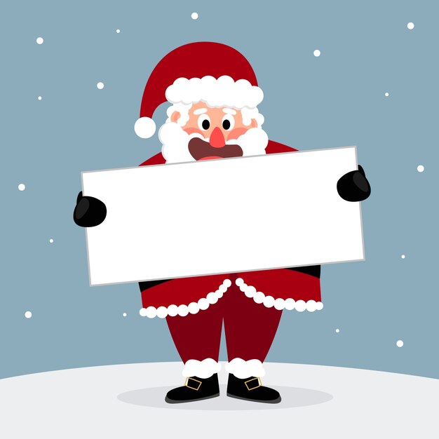 Santa claus sosteniendo pancarta en blanco
