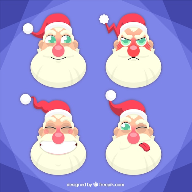 Vector gratuito santa claus con varias expresiones