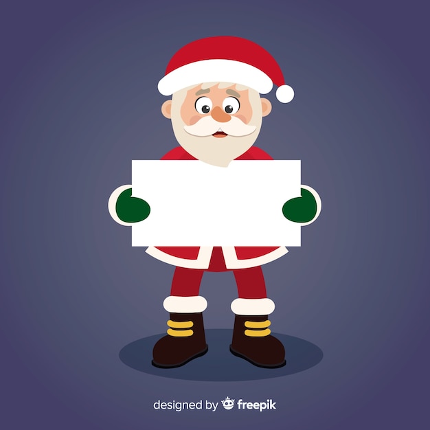 Vector gratuito santa divertido sosteniendo cartel vacío