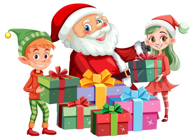 Santa entregando regalos de Navidad con alegría