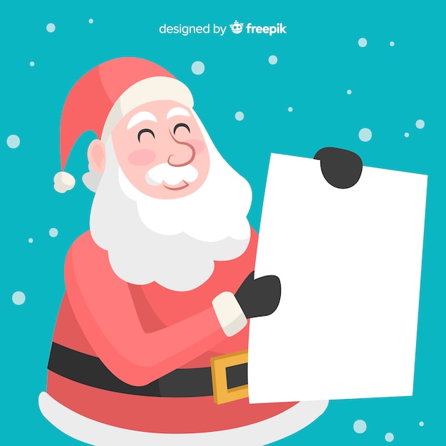 Vector gratuito santa sonriente sosteniendo cartel vacío