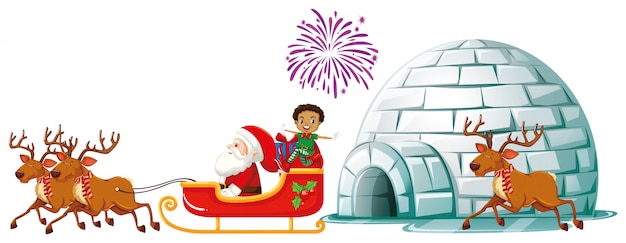 Santa en trineo con renos
