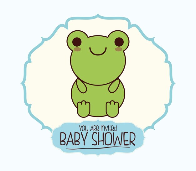 Sapo Kawaii Caricatura Sonriente Bebe Ducha Icono Vector Premium Sapo Kawaii Caricatura Sonriente Bebe Ducha Icono Vector Premium