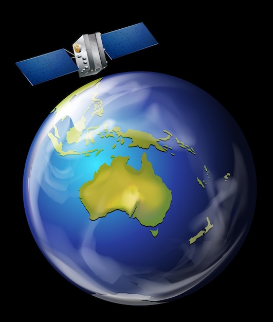 Satélite en órbita alrededor de la tierra