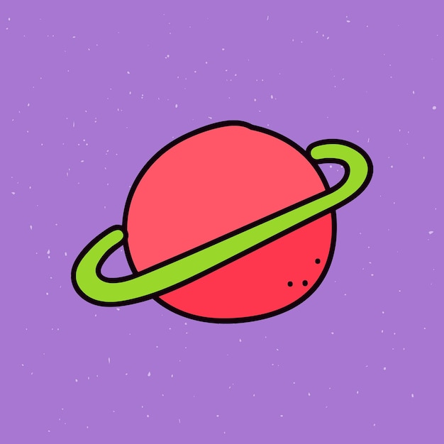 Saturno rojo ilustrado en un vector de fondo púrpura