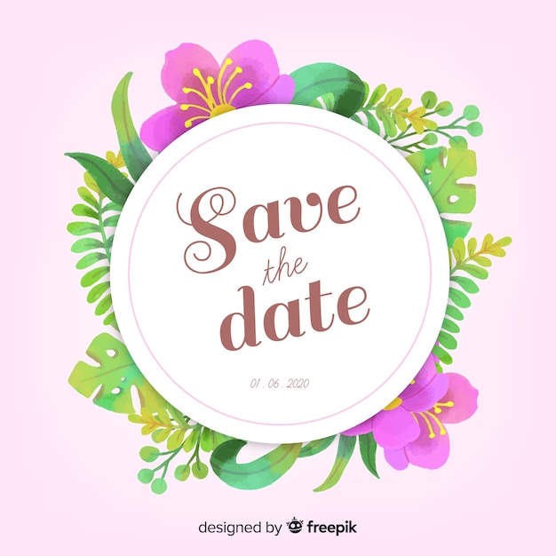 Save the date floral acuarela