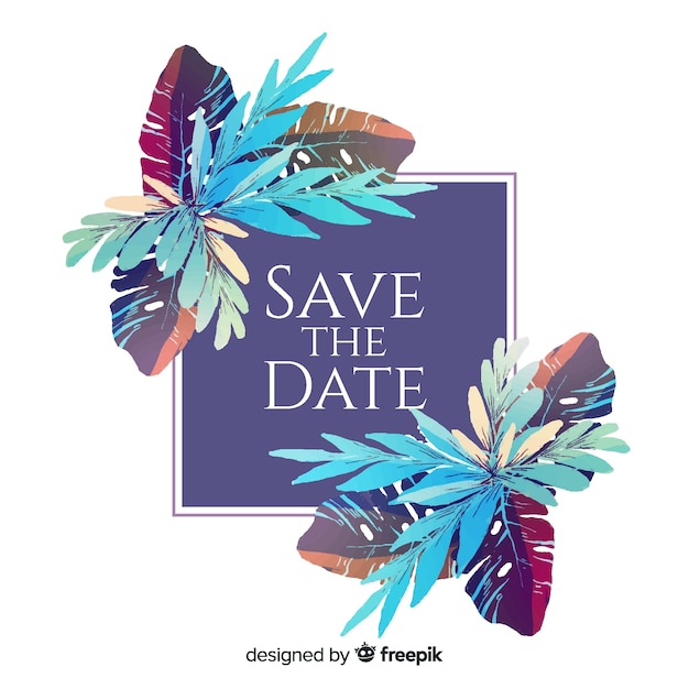 Save the date de flores en acuarela