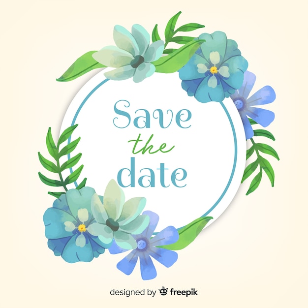 Vector gratuito save the date de flores en acuarela