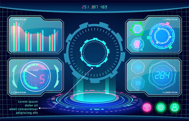 Scifi futurista hud tablero de instrumentos pantalla pantalla de tecnología de realidad virtual