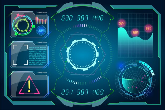 Scifi futurista HUD tablero de instrumentos pantalla pantalla de tecnología de realidad virtual