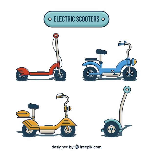 Vector gratuito scooters eléctricos con estilo a mano