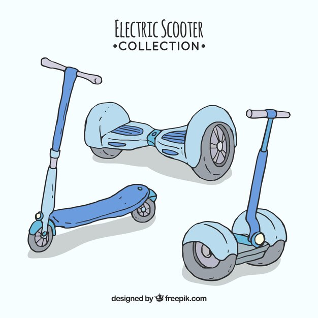 Scooters urbanos dibujados a mano