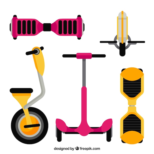 Vector gratuito scooters urbanos con diseño plano