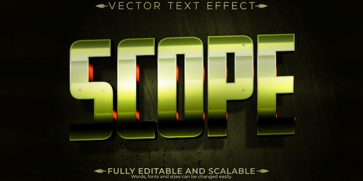 Vector gratuito scope editable text effect customizable soldier and sniper 3d font style
