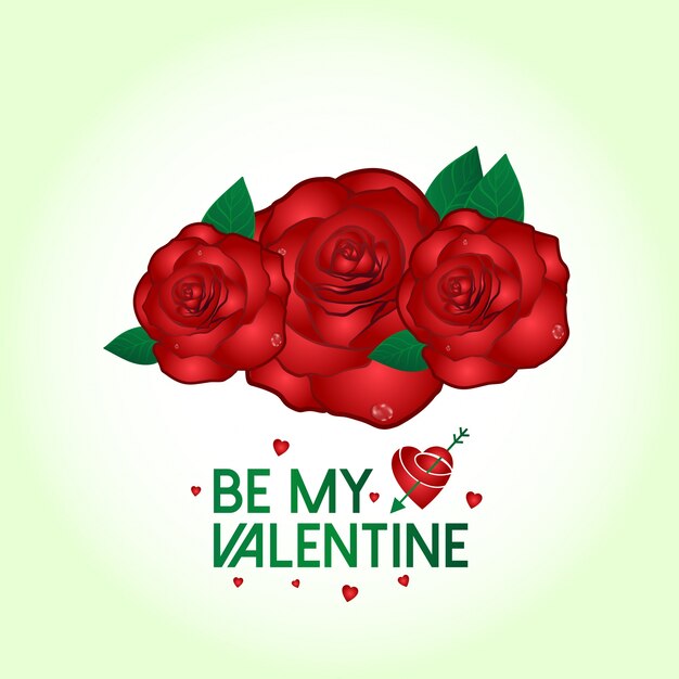 Sé mi vector de San Valentín con rosas y fondo claro