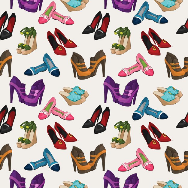 Seamless mujer zapatos de moda patrón de fondo ilustración vectorial