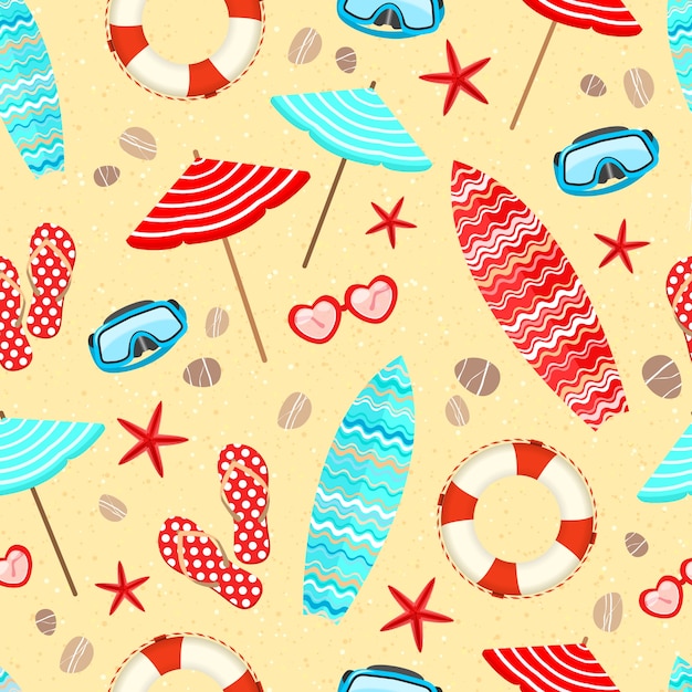 Seamless vacaciones de verano vacaciones patrón de fondo ilustración vectorial