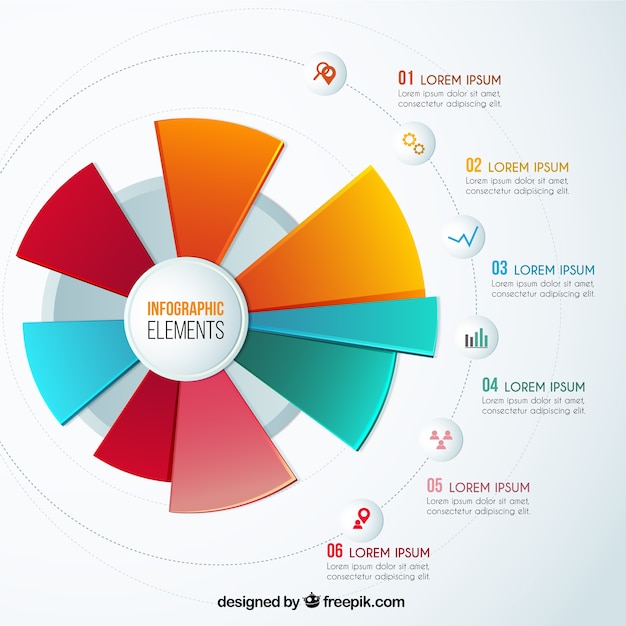 Vector gratuito sectores colorido gráfico de infografía