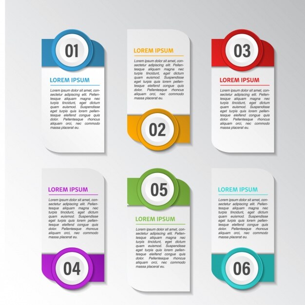 Seis banners con opciones para una infografía