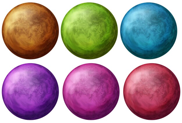 Seis bolas de colores
