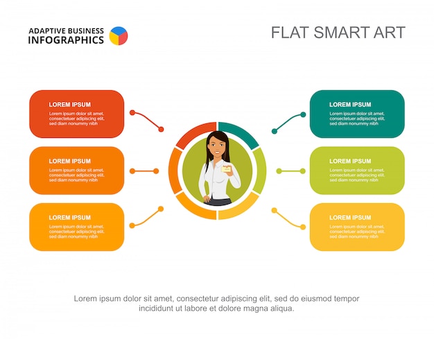 Seis elementos plan plantilla de gráfico de proceso para la presentación.
