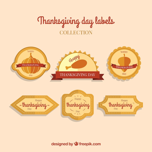 Vector gratuito seis etiquetas de thanksgiving