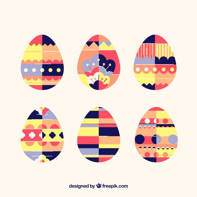 Seis huevos de pascua flat