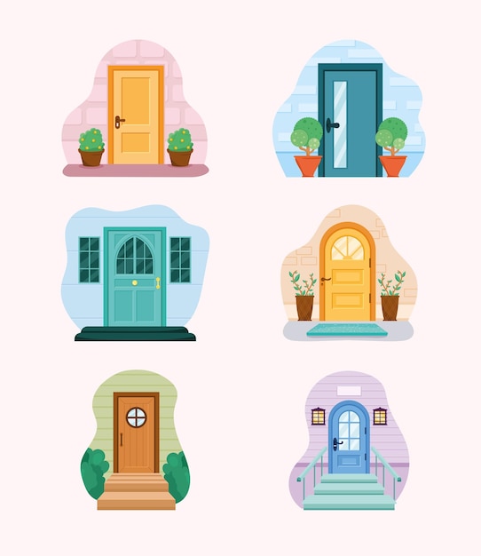 Seis iconos de puertas delanteras