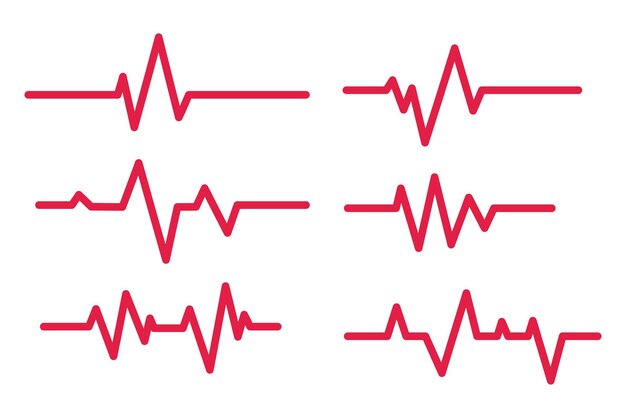Seis líneas de latidos del corazón de Ecg colección roja