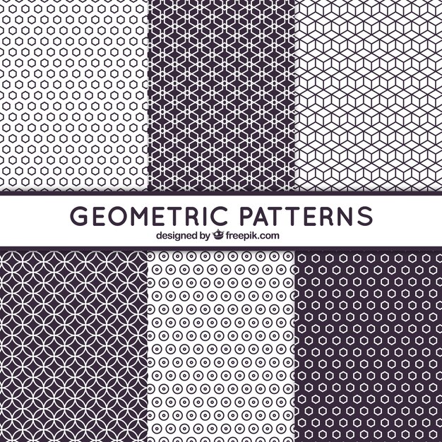 Seis patrones blanco y negro con formas geométricas